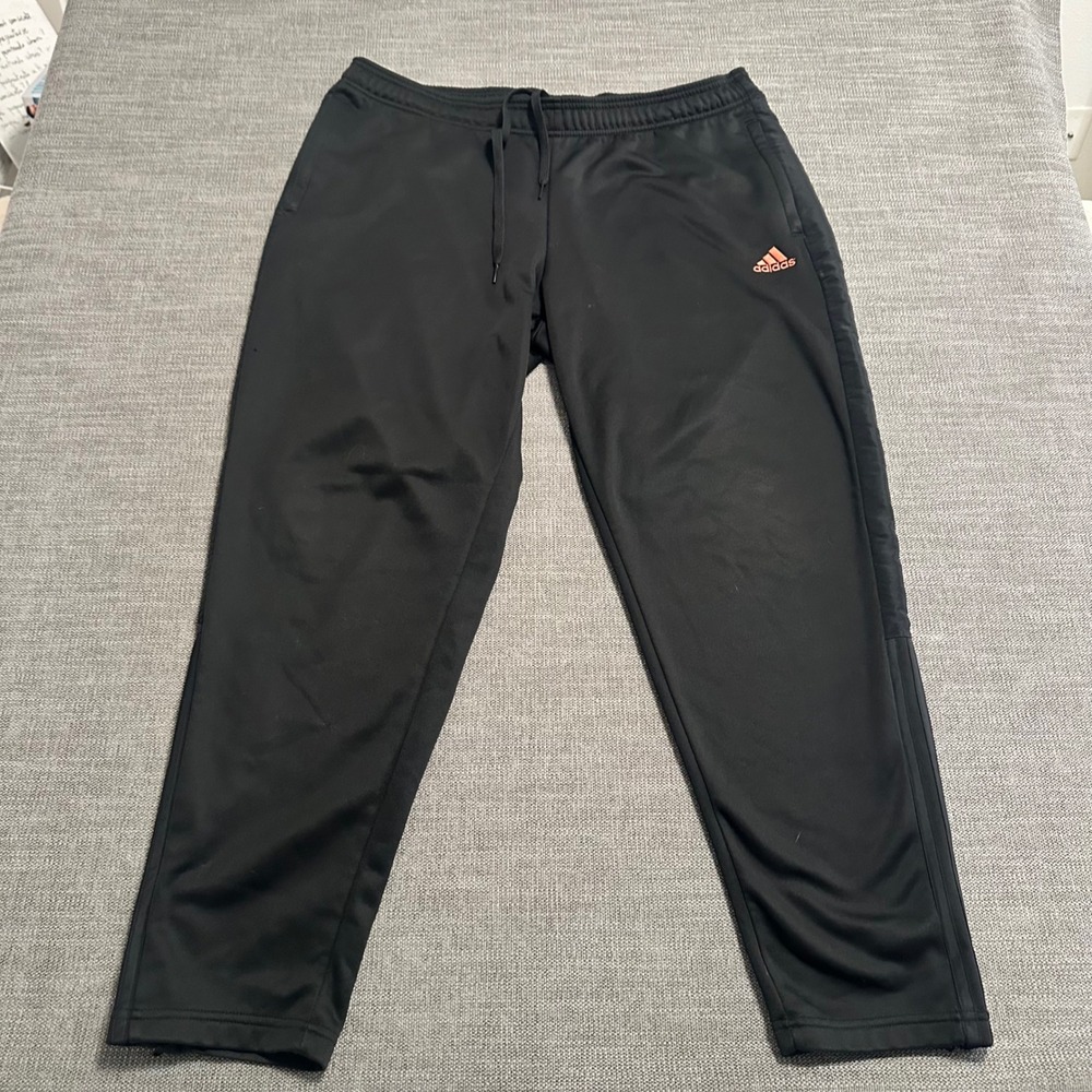 Adidas Track Pants Mens XL Black Aeroready Tapered Ankle Zip Joggers